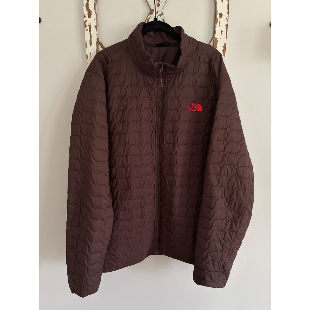 The North Face ThermoBall full-zip insulated quilted jacket brown sz woman's XXL